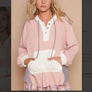 POL 11 Pol Pink and White placket, Size Medium